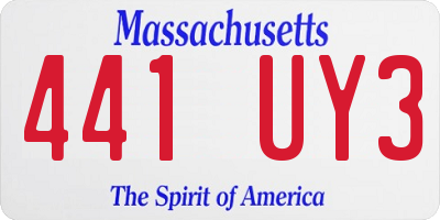 MA license plate 441UY3