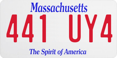 MA license plate 441UY4