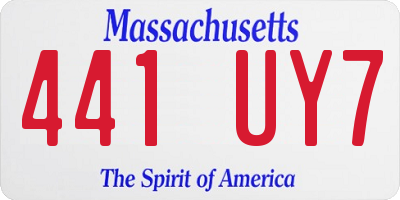 MA license plate 441UY7