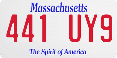 MA license plate 441UY9