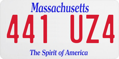 MA license plate 441UZ4