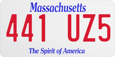 MA license plate 441UZ5