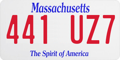 MA license plate 441UZ7