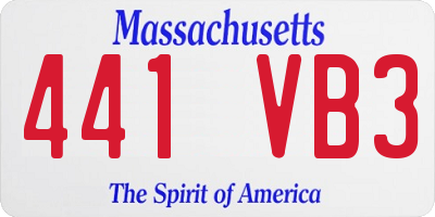 MA license plate 441VB3