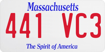 MA license plate 441VC3