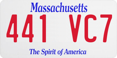 MA license plate 441VC7