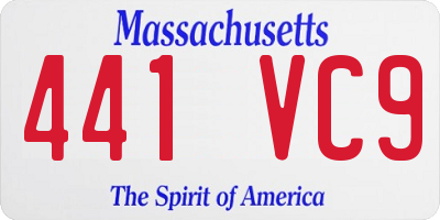 MA license plate 441VC9