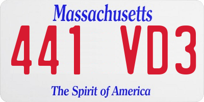 MA license plate 441VD3