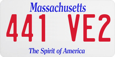 MA license plate 441VE2