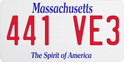 MA license plate 441VE3