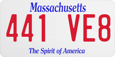 MA license plate 441VE8