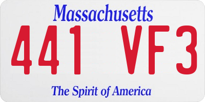 MA license plate 441VF3