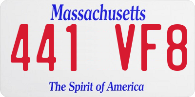 MA license plate 441VF8
