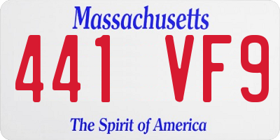 MA license plate 441VF9