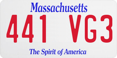 MA license plate 441VG3