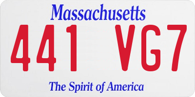 MA license plate 441VG7