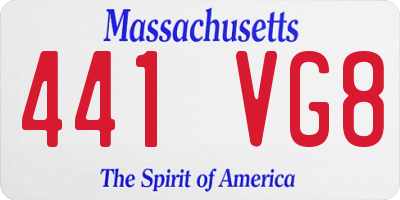 MA license plate 441VG8