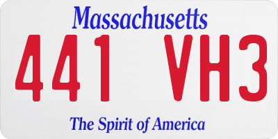 MA license plate 441VH3