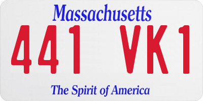 MA license plate 441VK1