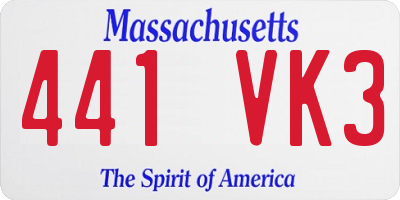 MA license plate 441VK3