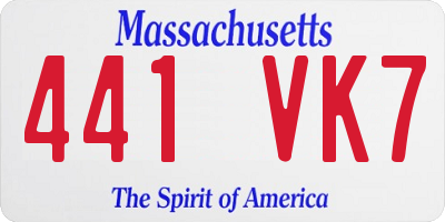 MA license plate 441VK7