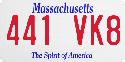 MA license plate 441VK8