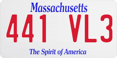 MA license plate 441VL3
