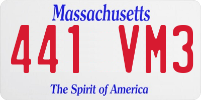 MA license plate 441VM3