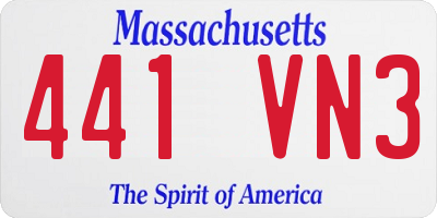 MA license plate 441VN3