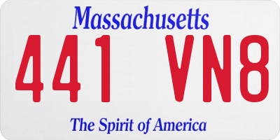 MA license plate 441VN8