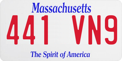 MA license plate 441VN9