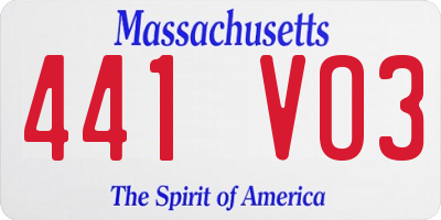 MA license plate 441VO3