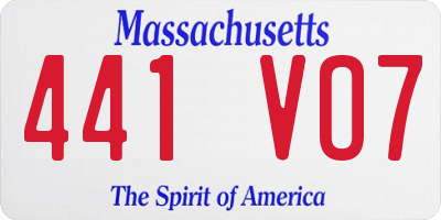 MA license plate 441VO7