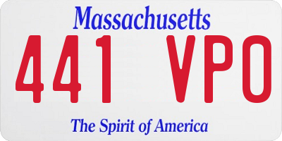 MA license plate 441VP0