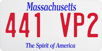 MA license plate 441VP2