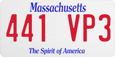 MA license plate 441VP3