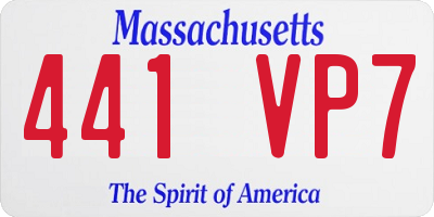 MA license plate 441VP7