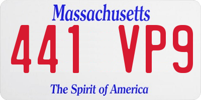 MA license plate 441VP9