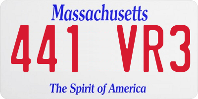 MA license plate 441VR3