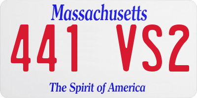 MA license plate 441VS2