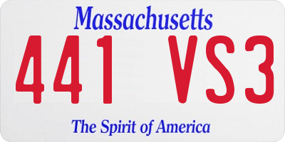MA license plate 441VS3