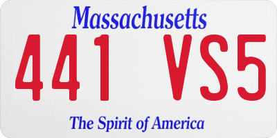 MA license plate 441VS5