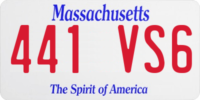 MA license plate 441VS6