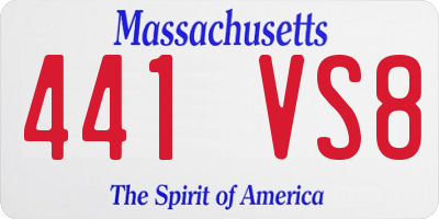 MA license plate 441VS8