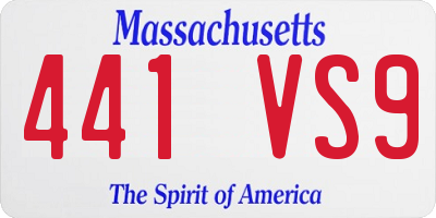 MA license plate 441VS9
