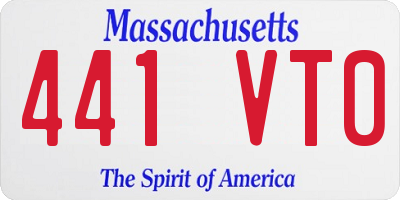 MA license plate 441VT0
