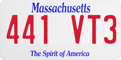 MA license plate 441VT3