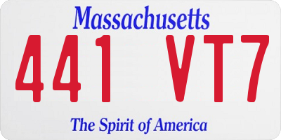 MA license plate 441VT7