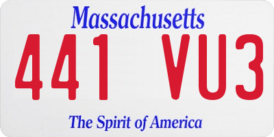 MA license plate 441VU3