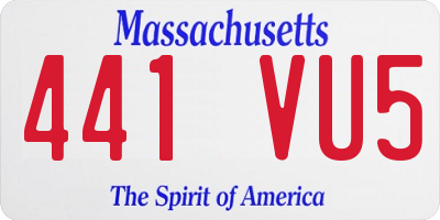 MA license plate 441VU5